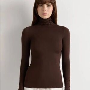 Intimissimi Modal Cashmere Ultralight High-Neck Top in Brown